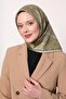 وشاح حريري من التويل بنمط عرقي تجريدي باللون الأخضر الفاتح - 3