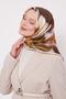 Oil Green Reflection Leaf Pattern Twill Silk Scarf - 2