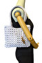 - Emine 9106 Hand Knitted Combed Cotton Fabric Shoulder Bag with Wooden Bead Detail - 27 X 21 - 4