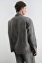 Men's Oversized Effect Velvet Anthracite Shirt - 2