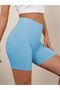 Porfy Model Women's High Waist Laser Cut Gathering Shorts Corset Blue Color 093 - 3