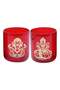Maple Leaf Enzo Laxmi Ganesh Ji Glass Candle Holder 2pcs Set - 2