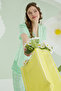 طقم بيجامة بربطة أمامية بنقشة ديزي خضراء - 4