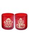 Maple Leaf Enzo Laxmi Ganesh Ji Glass Candle Holder 2pcs Set