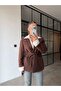 Brown Suede Jacket with Belt at the Waist - 4