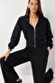 Hooded Knitted Top and Bottom Set Lzv0033 Black