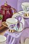 Floral Gilt 6 Person 180 ml Porcelain Tea and Coffee Cup Set Ckr3520 Purple - 3