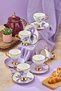 Floral Gilt 6 Person 180 ml Porcelain Tea and Coffee Cup Set Ckr3520 Purple