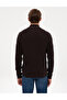 Dark Brown Slim Fit Stand Collar Zippered Knitwear Sweater 50315732-Vr084 - 5