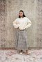 Cream Brown Plaid Pleated Skirt - 3