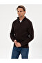 Dark Brown Slim Fit Stand Collar Zippered Knitwear Sweater 50315732-Vr084 - 3