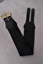 Gold Buckle Elastic Women's Belt Coat Belt, - 4