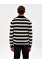 Black Slim Fit Linen Blend Apaş Collar Knitwear Sweater 50315949-Vr046 - 5