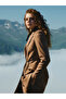 Women's Double Breasted Collar Leather Rope Detailed Tan Combination Suit Tk-1694 - 2