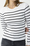Women's Crew Neck Striped Patterned Knitwear Bodysuit White - 25K 2059 - 2