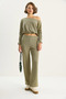 Women's Green Boat Neck Elastic Waist Blouse Loose Pants Silvery Bottom-Top Set 60283617 - 5