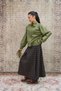 Brown Green Striped Plaid Pleated Skirt - 7