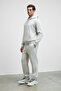 Marshallhoodie Men's Cotton Fleece Lined Embroidered Relaxed Gray Tracksuit Set - 2