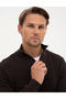 Dark Brown Slim Fit Stand Collar Zippered Knitwear Sweater 50315732-Vr084 - 2