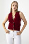 Women's V-Neck Button-Up Knit Vest Burgundy - 25K 2210