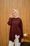 Women's Bow Embroidered Tunic Burgundy - 3
