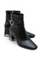 Women's Heeled Boots Square Toe Leather Look Wrinkled Shiny 6.5 cm Thick Heel Gold Buckle Detail - 4
