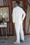 Men's Quilted Fabric Regular Long Sleeve Sweatshirt with Pockets Elastic Waist Lace-Up Pants Set - 6