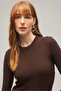 Brown Women's Long Sleeve Crew Neck Ribbed Knit Blouse - 2