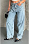 Baggy Snow Wash Ice Blue Jeans Trousers D2007 - 4