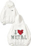 I Love Metal Design Back Printed White Hooded Sweatshirt