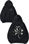 Silver Clover Design Back Printed Black Hooded Sweatshirt