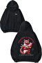 Raccoon and Cat Design Back Printed Black Hooded Sweatshirt