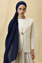 Paris Silk Shawl - Navy Blue - 8