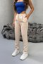 Women's High Waist Carrot Model Elastic Waist Narrow Leg Trousers - 3
