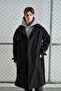 Black Trench Coat with Belt, Double-Breasted Collar and Fleece Inside - 2