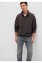 Loose Fit Basic Sweatshirt with Zipper.