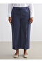 Navy Blue Modal Blend Wide Leg Women's Trousers - 7