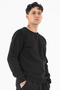 Black Men's Basic Sweatshirt 3-Thread Ribbed Comfortable Fit - 2