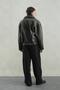 Men's Textured Khaki Leather Jacket - 2