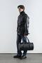 Leather Black Parka with Belt - 2
