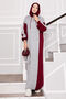 Hooded Sportswear Knitwear Dress Burgundy-Grey