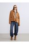 Özmarka New Season Beige Shirt Collar Women's Suede Look Jacket - 2