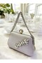 Silver Gray Color Glittery Satin Silver and Pearl Detailed Chain Strap Women's Evening Dress Bag Graduation Prom - 2