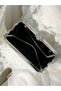 Ecru Color Glittery Satin Silver and Pearl Detailed Chain Strap Women's Evening Dress Bag Wedding Graduation - 5