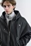 Black Leather Jacket with Hood - 5