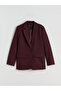Burgundy Crepe Women's Blazer Jacket - 5
