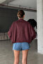 Oversize Women's Bomber Burgundy Suede Leather Jacket - 3