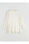 Ecru Crew Neck Oversize Women's Knitwear Sweater - 5