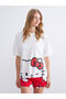 Alita City with a Difference in Price Lcw Young Red Combed Cotton Printed Short Sleeve Women's Shorts Pajama Set - 2