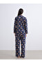 İzr New Season Shirt Collar Printed Maternity Pajama Set - 5